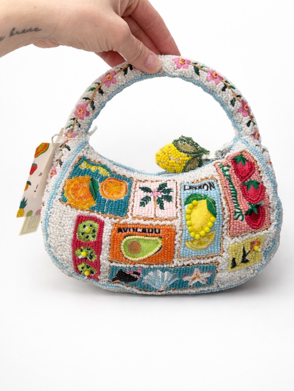 Beaded Lemon Patchwork Mini Bag